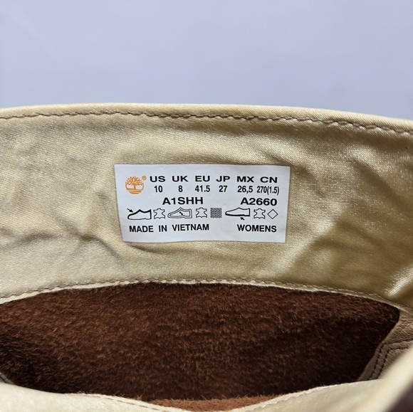 Timberland Womens Bootie Size 10 Marge Short Pull On Carmel Leather Chunk Heels - Picture 10 of 10